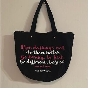The Body Shop Black Tote with Vibrant Text